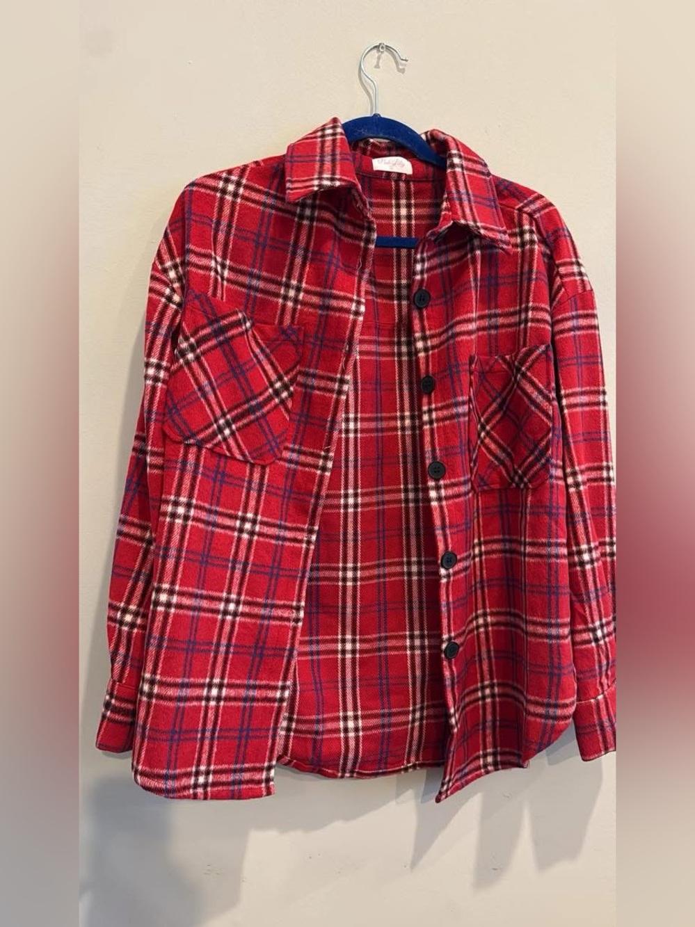 Pink Lily Red Plaid Button-Up Shacket